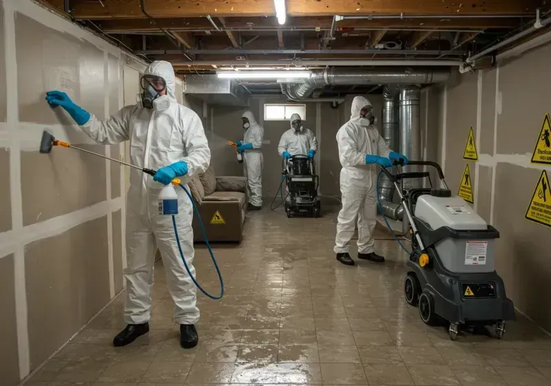 Basement Moisture Removal and Structural Drying process in Wade, MS